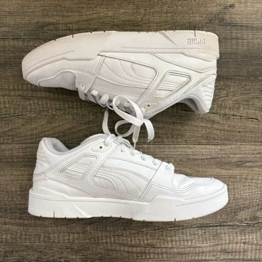 Puma Slipstream LTH Triple White Leather Low Top Sneakers Size 11.5